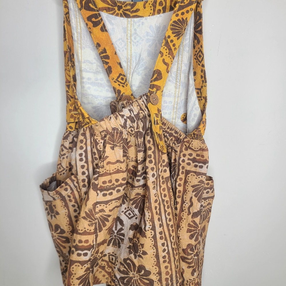 FREE PEOPLE Floral Print Romper L Shortalls Jumper Playsuit Goblincore Hippie - Picture 6 of 9